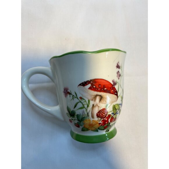 Cracker Barrel Mushroom Butterfly Floral Cottage Core Mug Stoneware - Picture 1 of 6